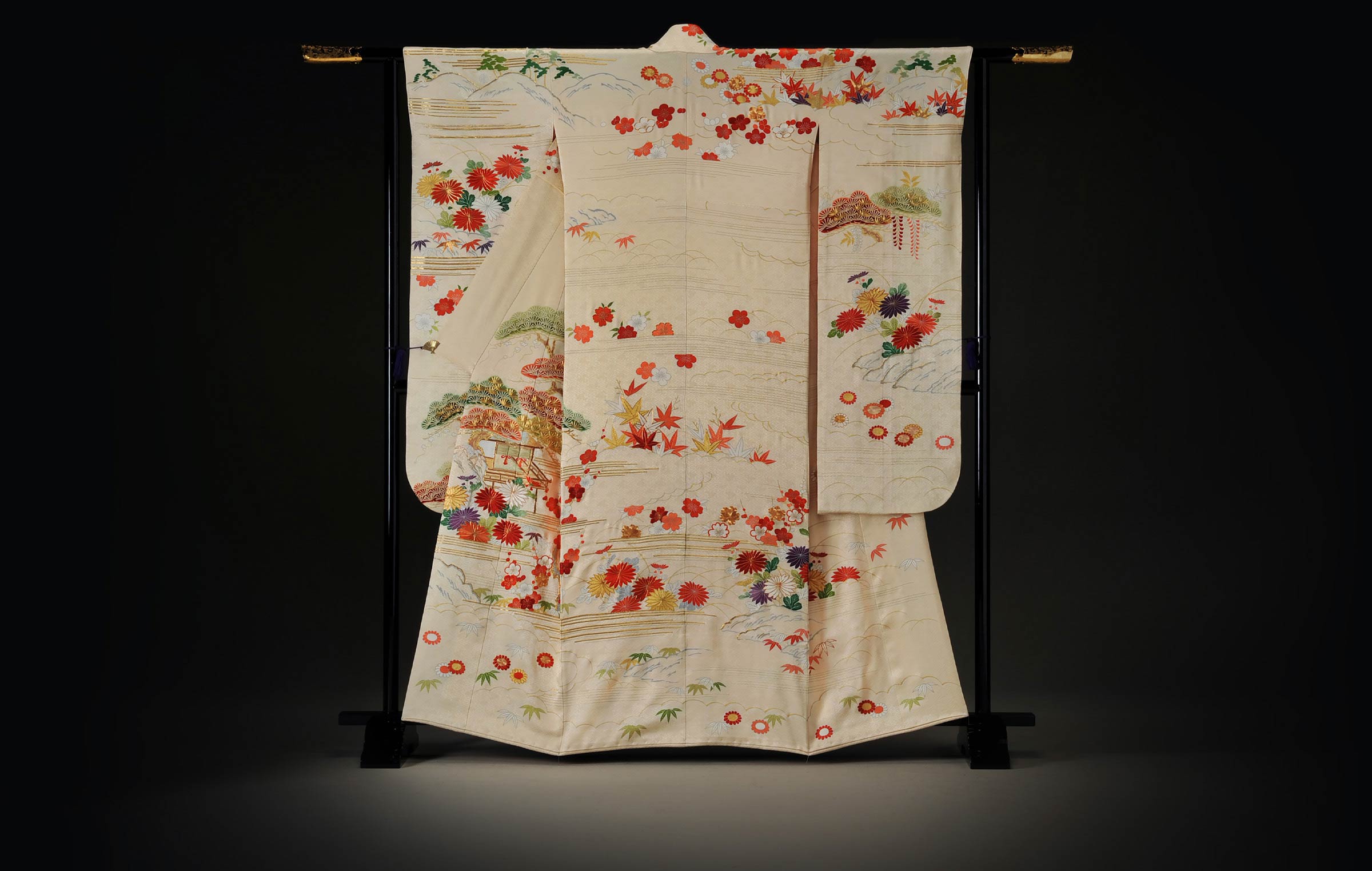 Furisode with Palace Garden Design